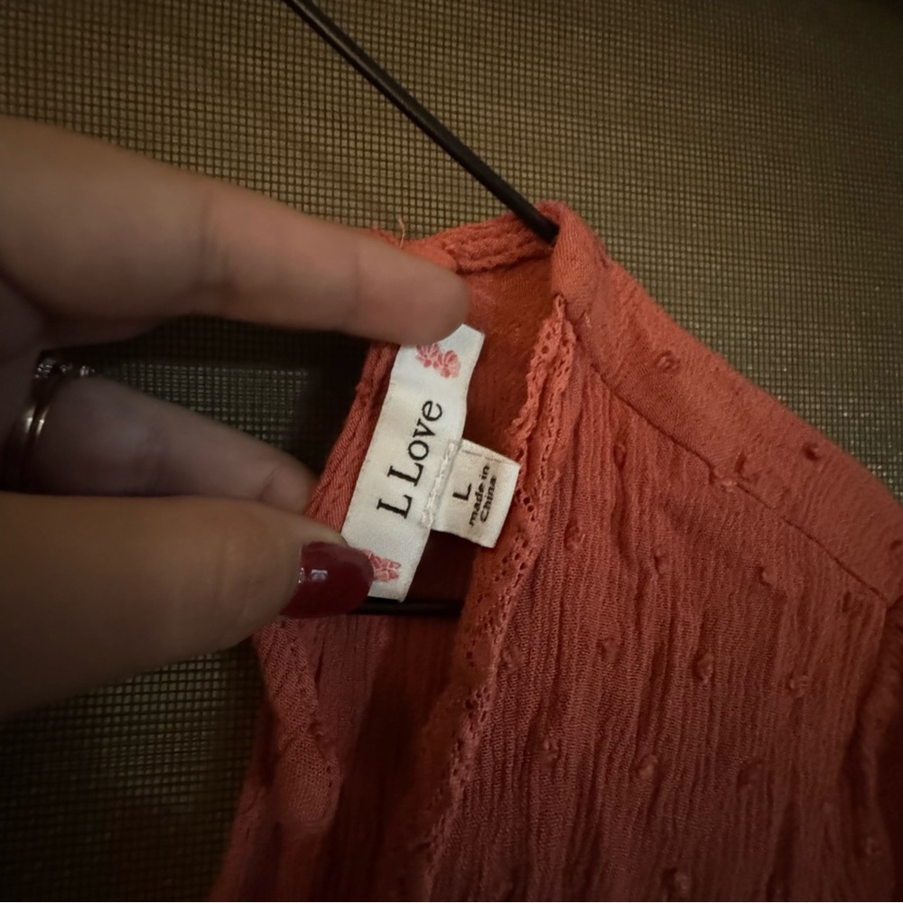 L Love Dark Coral Color Top - Picture 2 of 2